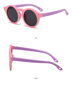 Gafas de sol polarizadas redondas para niños montura rosa y violeta bonitas y elegantes