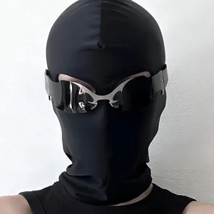 Cyberpunk Futuristic Hip Hop Wraparound Sunglasses For Men Women Bat Wing Decor Rimless Y2K Sport Shades Party Spectacles