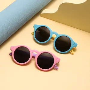 Gafas de Sol Polarizadas con Marco Redondo Retro para Niños Niñas Protección UV400 Moda Vintage Gafas de Sol al Aire Libre Playa