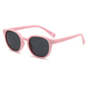 Kids polarized sunglasses cute pink silicone anti UV sun glasses for boys and girls