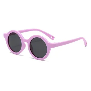 Occhiali da sole polarizzati per bambini montatura rotonda rosa protezione UV ragazzi ragazze