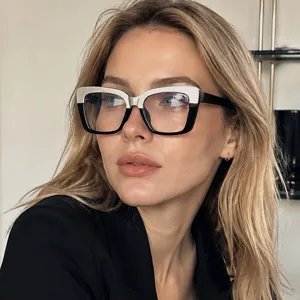 Damen Mode Patchwork Großer Rahmen Blaulichtfilter Brille PC Metall Schmetterlingsrahmen Brille Für Den Täglichen Bürogebrauch