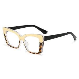 Modische grosse Blaulichtfilter Brille mit schickem Schildpatt und Gold Farbkombination.