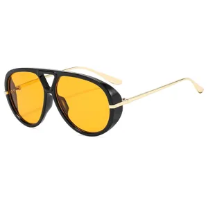 Retro double bridge pilot sunglasses for women, oversized Y2K sunblock shades for street style.