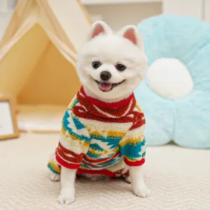 Cozy fleece-lined pet sweater with ethnic Fair Isle pattern, keeping your lovely dogs warm in winter.