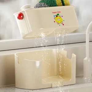Kitchen sponge holder drainage rack sink caddy storage organizer for cleaning tools