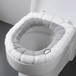 Fundas De Asiento De Inodoro De Felpa Gruesa Suave Poliéster Lavable Cojín De Inodoro Universal Para Baño