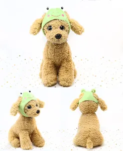 Niedliche grüne Frosch Haustier Mütze Detailansicht, weiche Kopfbedeckung für Katzen Hunde.