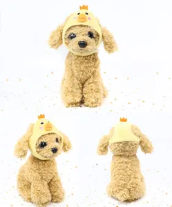 Süßes gelbes Küken Haustierhut für kleine Hunde und Katzen, weiche Plüsch Tierkopfbedeckung Kostüm.