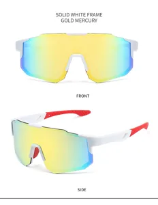 Gafas de sol deportivas para exteriores con montura grande y lentes reflectantes.