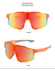 Gafas de sol deportivas para ciclismo al aire libre con gran pantalla y lentes reflectantes.