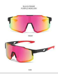 Gafas de sol deportivas para ciclismo al aire libre con montura grande y lente de espejo.