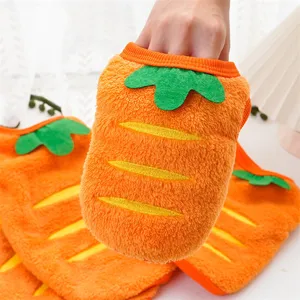 Cute carrot design pet dog clothes winter warm fleece apparel close up detail view
