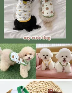 Cute pet dog vest summer breathable cotton clothing cartoon bear print puppy apparel small dogs
