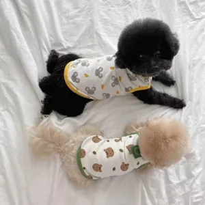 Pet Dog Vest Summer Thin Breathable Cute Cartoon Bear Mouse Print Puppy Clothes Small Medium Dogs Cats Apparel