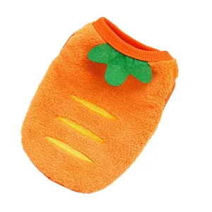 Cute carrot fleece pet dog clothes winter warm apparel for small dogs and cats cozy