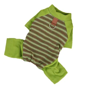 Striped Four-Leg Pet Hoodie Dog Jumpsuit with D-Ring Leash Ring Warm Pullover Apparel