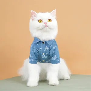 Simpatica camicia in denim per gatti e cani vestiti per animali primaverili estivi