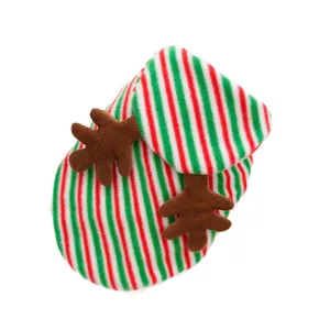 Christmas pet costume red green stripe reindeer antler outfit for small dogs cats holiday apparel