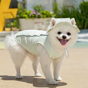 Chaleco refrigerante transpirable de verano para mascotas con sombrero ropa fina