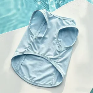 Detalles del chaleco refrigerante de malla transpirable azul claro para mascotas, verano.