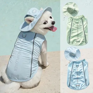 Chaleco refrigerante de verano para mascotas con sombrero de sol para perros y gatos.