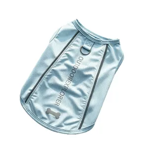 Breathable mesh dog cooling vest, summer pet clothes with D-ring and reflective strips for pets.