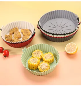 Silicone air fryer pot round baking mat liners heat resistant non-stick kitchen tool details