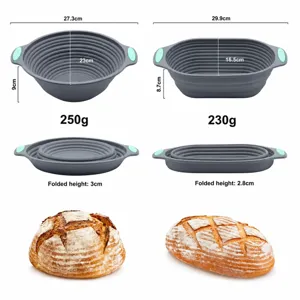 Silikon faltbarer Brotform Gärkorb Set, runde und ovale Kuchenformen zum Backen von Brot.