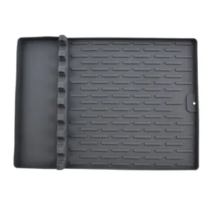 Silikon Grillmatte Outdoor Camping Werkzeugablage Küche Abtropfmatte Dunkelgrau Neu