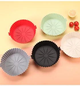 Reusable silicone air fryer pot round baking mat kitchen basket liner multi-color set