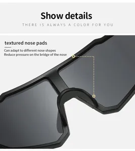 Primer plano de las almohadillas nasales texturizadas de gafas de sol deportivas y cómodas.
