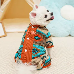 Pet Dog Fleece Four-Legs Jumpsuit Warm Ethnic Style Winter Puppy Clothes Pajamas