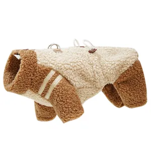 Mono de invierno de lana polar para perros cuatro patas cálido cachorro con cremallera ropa mascota