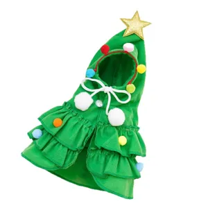 Christmas tree dog cape pet cloak for small medium dogs autumn winter holiday costume outfit