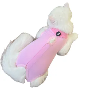 Pink cat recovery suit post surgery wear anti-licking soft elastic pet clothes for cats