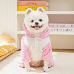 Simpatica felpa rosa per cani in flanella vestiti caldi invernali costume per cuccioli.