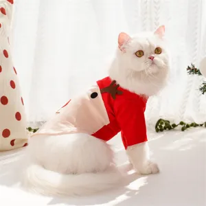 Christmas pet clothes for cats and dogs, cute red reindeer costume for winter holiday party dress up
