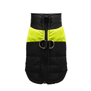 Thickened warm dog winter vest pet cotton coat with zipper and double D-rings outdoor.