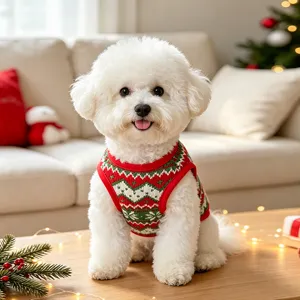 Christmas dog sweater knit vest winter warm pet apparel for small dogs puppy teddy bichon