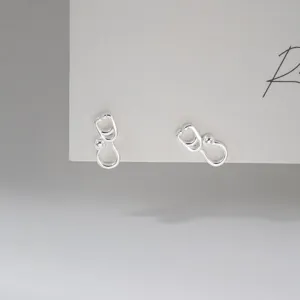 S925 Sterling Silver Stethoscope Stud Earrings Minimalist Line Ins Style Jewelry for Women