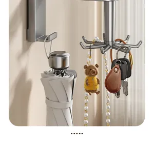 Rotating key holder wall mount hook organizer for entryway, home decor and small items storage.