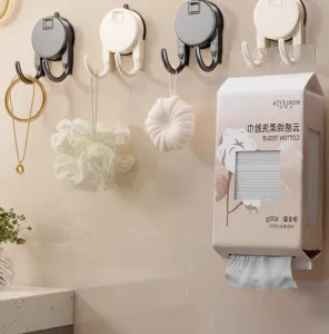 Porte-papier hygiénique à ventouse murale et double crochet pour cuisine salle de bain détail