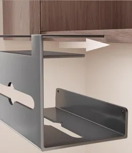 Under cabinet tissue holder punch free hanging paper towel dispenser bathroom storage rack