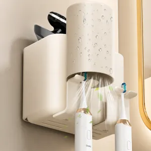 Supporto da parete per spazzolino senza foratura bagno tazza sciacquone portaoggetti