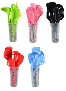 Set di utensili da cucina in silicone con tazza di misura multicolore pratica