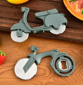 Creative Vespa style pizza cutter wheel, stainless steel blade and durable plastic handle.