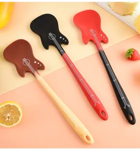 Guitar shaped silicone spatula set, creative baking scraper for kitchen cooking.