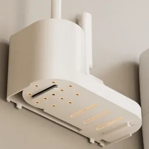 Wall-mounted toilet brush holder stand cream color modern bathroom draining design storage rack