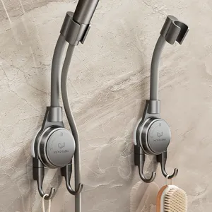 Supporto per Soffione Doccia Regolabile Senza Foratura Ventosa Bagno Staffa Bacchetta Doccia Base Doccia a Mano Montaggio a Parete